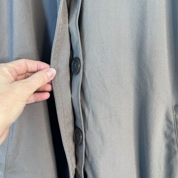 Jones New York Tan Brown 100% Pure Wool Trench Coat Button Front Petite Large - Picture 9 of 15